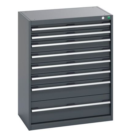 40012102.77V CABINET 8 DRAWERS 75KG UDL PER DRAWER SHELF DARK GREY