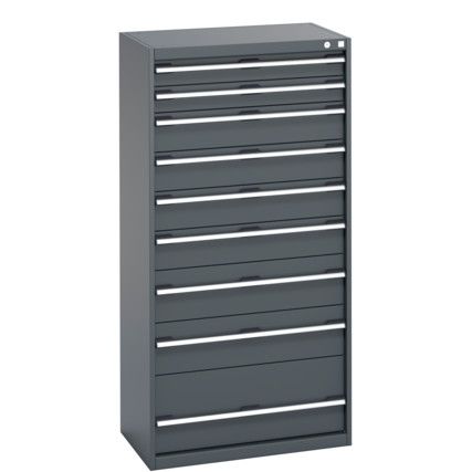 40012110.77V CABINET 9 DRAWERS 75KG UDL PER DRAWER SHELF DARK GREY