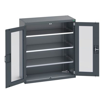 40013061.77V WINDOW DOOR CUPBOARD 3 SHELVES  DARK GREY