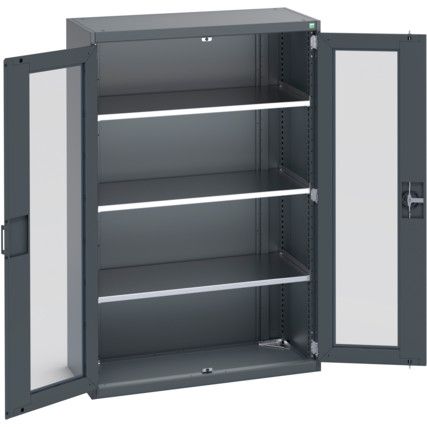 40013062.77V WINDOW DOOR CUPBOARD 3 SHELVES  DARK GREY