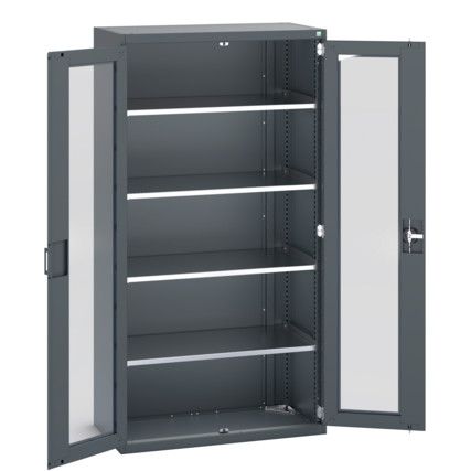 40013064.77V WINDOW DOOR CUPBOARD 4 SHELVES  DARK GREY