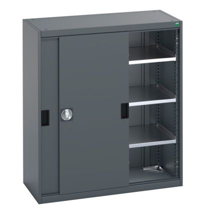 40013069.77V SLIDING DOOR CUPBOARD 3 SHELVES  DARK GREY