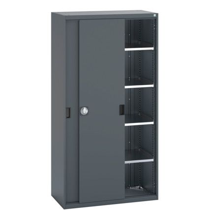 40013071.77V SLIDING DOOR CUPBOARD 4 SHELVES  DARK GREY