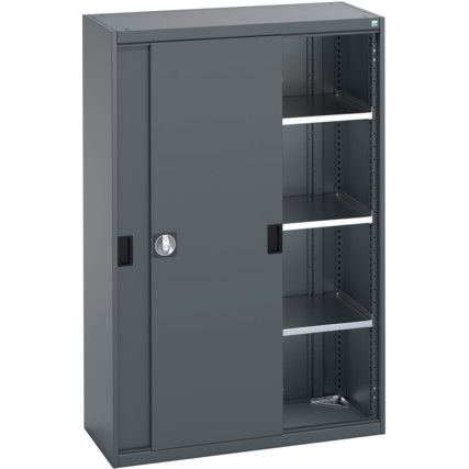 40013072.77V SLIDING DOOR CUPBOARD 3 SHELVES DARK GREY