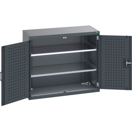 40013077.77V CUPBOARD 2 SHELVES DARK GREY