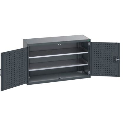 40014046.77V CUPBOARD 2 SHELVES DARK GREY