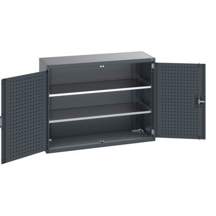 40014047.77V CUPBOARD 2 SHELVES DARK GREY