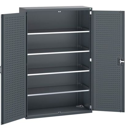 40014053.77V CUPBOARD 4 SHELVES DARK GREY