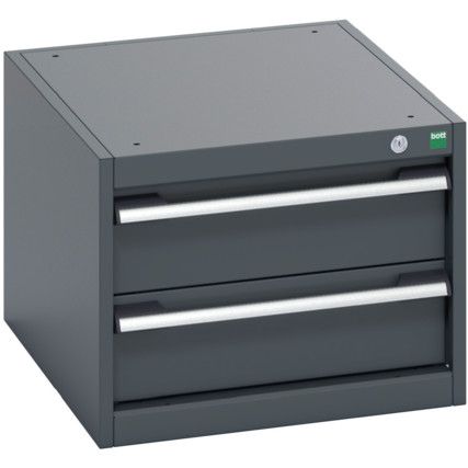 40018005.77V CABINET 2 DRAWERS 75KG UDL PER DRAWER SHELF DARK GREY