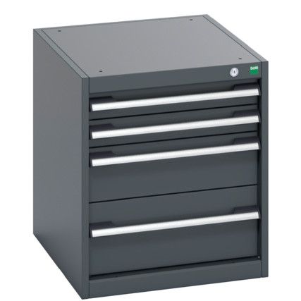 40018017.77V CABINET 4 DRAWERS 75KG UDL PER DRAWER SHELF DARK GREY