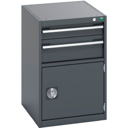 40018031.77V CABINET 2 DRAWERS DOOR 75KG UDL PER DRAWER DARK GREY