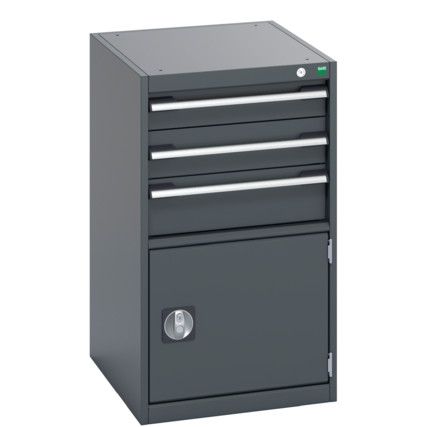 40018043.77V CABINET 3 DRAWERS DOOR 75KG UDL PER DRAWER DARK GREY