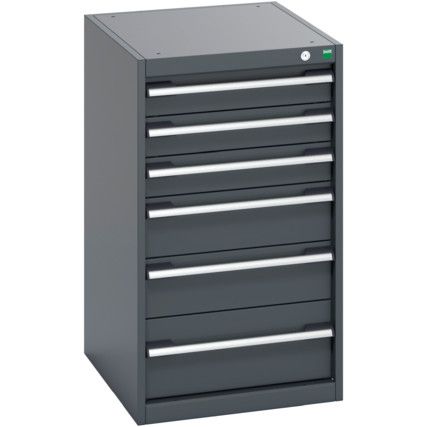 40018049.77V CABINET 6 DRAWERS 75KG UDL PER DRAWER SHELF DARK GREY