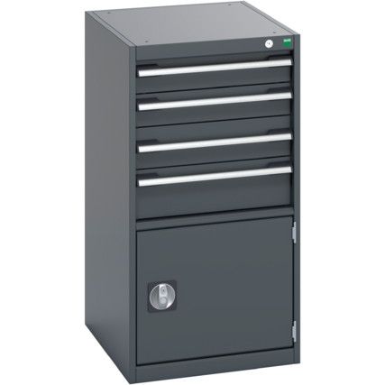 40018055.77V CABINET 4 DRAWERS DOOR 75KG UDL PER DRAWER DARK GREY