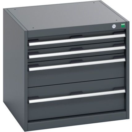 40019015.77V CABINET 4 DRAWERS 75KG UDL PER DRAWER SHELF DARK GREY