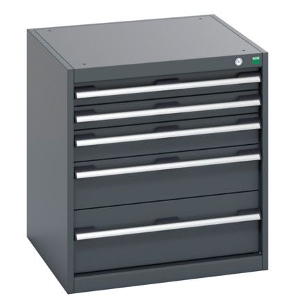 40019027.77V CABINET 5 DRAWERS 75KG UDL PER DRAWER SHELF DARK GREY