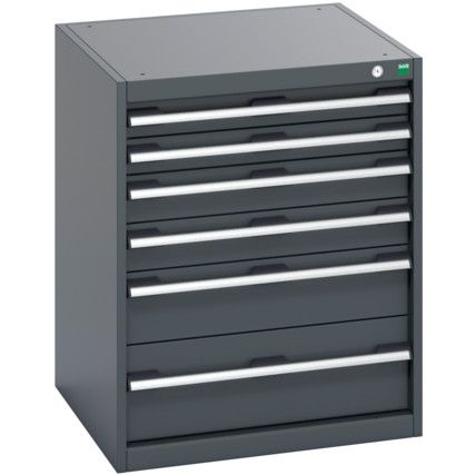 40019039.77V CABINET 6 DRAWERS 75KG UDL PER DRAWER SHELF DARK GREY