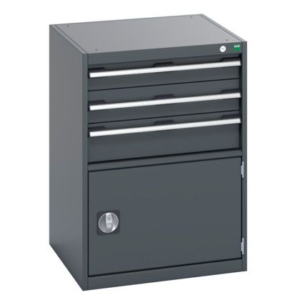 40019043.77V CABINET 3 DRAWERS DOOR 75KG UDL PER DRAWER DARK GREY