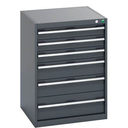 40019049.77V CABINET 6 DRAWERS 75KG UDL PER DRAWER SHELF DARK GREY