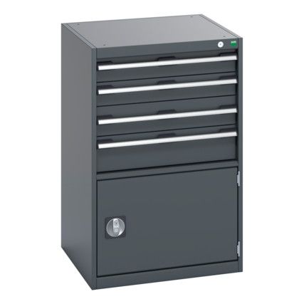 40019055.77V CABINET 4 DRAWERS DOOR 75KG UDL PER DRAWER DARK GREY