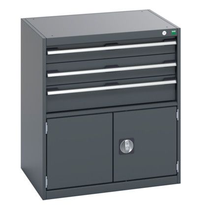 40020033.77V CABINET 3 DRAWERS DOOR 75KG UDL PER DRAWER DARK GREY