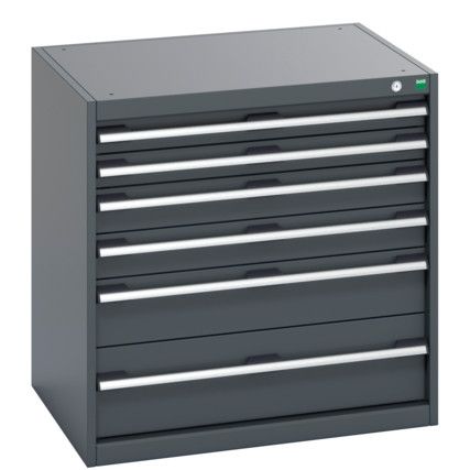 40020129.77V CABINET 6 DRAWERS 75KG UDL PER DRAWER SHELF DARK GREY