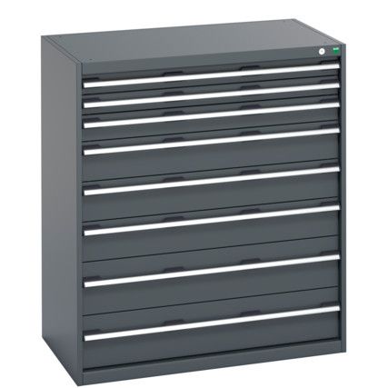 40021039.77V CABINET 8 DRAWERS 75KG UDL PER DRAWER SHELF DARK GREY