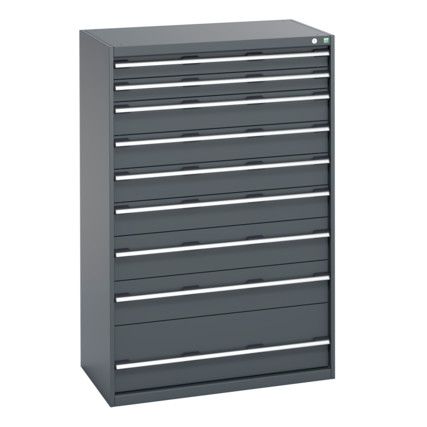 40021043.77V CABINET 9 DRAWERS 75KG UDL PER DRAWER SHELF DARK GREY