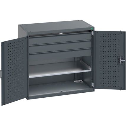 40021203.77V SHELF CUPBOARD DRAWERS  75KG UDL PER DRAWER DARK GREY