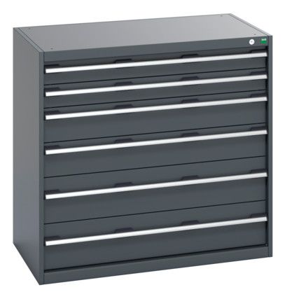 40021227.77V CABINET 6 DRAWERS 75KG UDL PER DRAWER SHELF DARK GREY