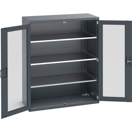 40022059.77V WINDOW DOOR CUPBOARD 3 SHELVES DARK GREY