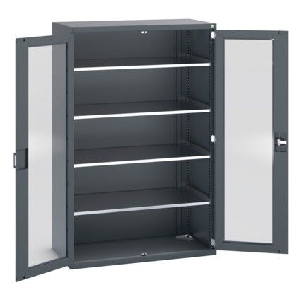 40022060.77V WINDOW DOOR CUPBOARD 4 SHELVES DARK GREY