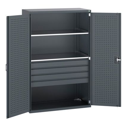 40022088.77V SHELF CUPBOARD DRAWERS  75KG UDL PER DRAWER DARK GREY