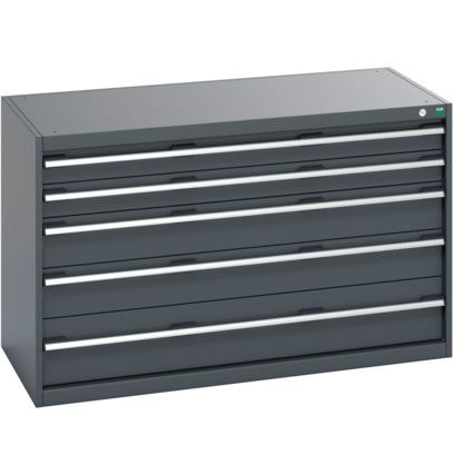 40022107.77V CABINET 5 DRAWERS 75KG UDL PER DRAWER SHELF DARK GREY