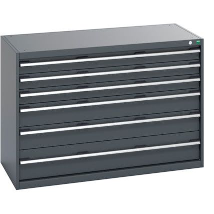 40022115.77V CABINET 6 DRAWERS 75KG UDL PER DRAWER SHELF DARK GREY