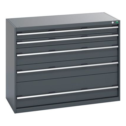 40022121.77V CABINET 5 DRAWERS 75KG UDL PER DRAWER SHELF DARK GREY