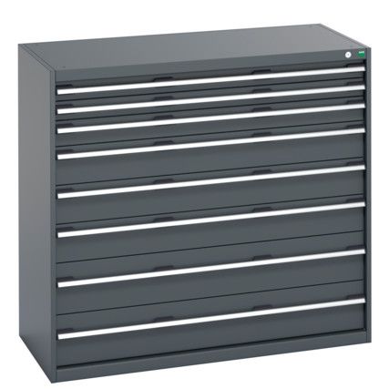 40022129.77V CABINET 8 DRAWERS 75KG UDL PER DRAWER SHELF DARK GREY