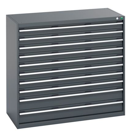 40022131.77V CABINET 10 DRAWERS 75KG UDL DRAWER SHELF DARK GREY