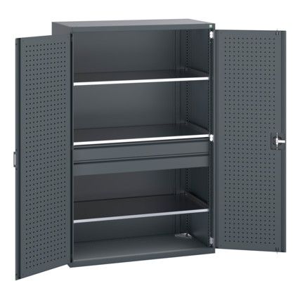 40022139.77V  CUPBOARD 3 SHELVES & 2 DRAWERS DARK GREY