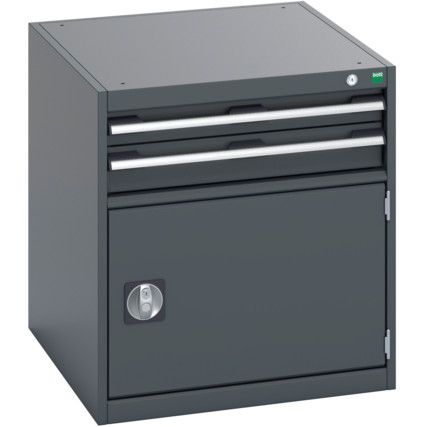 40027001.77V CABINET 2 DRAWERS DOOR 75KG UDL PER DRAWER DARK GREY