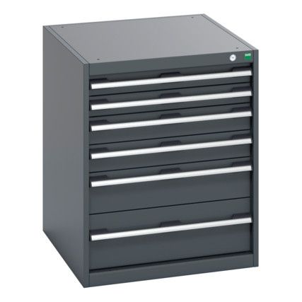 40027019.77V CABINET 6 DRAWERS 75KG UDL PER DRAWER SHELF DARK GREY