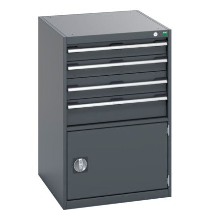 40027023.77V CABINET 4 DRAWERS DOOR 75KG UDL PER DRAWER DARK GREY