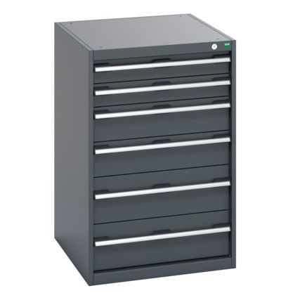 40027027.77V CABINET 6 DRAWERS 75KG UDL PER DRAWER SHELF DARK GREY