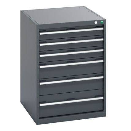 40027088.77V CABINET 6 DRAWERS 75KG UDL PER DRAWER SHELF DARK GREY