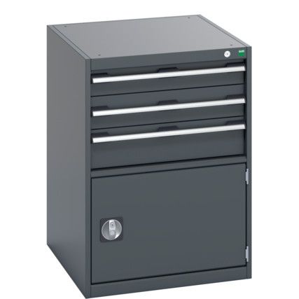 40027104.77V CABINET 3 DRAWERS DOOR 75KG UDL PER DRAWER DARK GREY