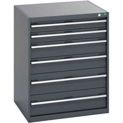 40028019.77V CABINET 6 DRAWERS 75KG UDL PER DRAWER SHELF DARK GREY