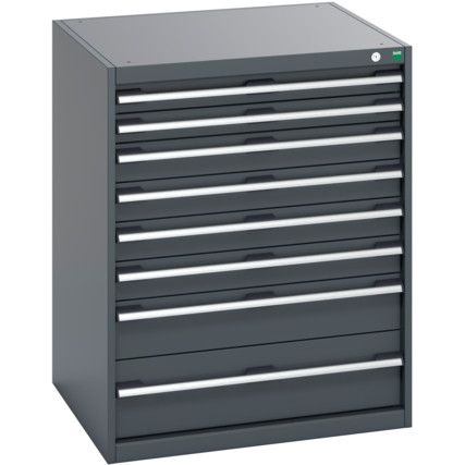 40028029.77V CABINET 8 DRAWERS 75KG UDL PER DRAWER SHELF DARK GREY