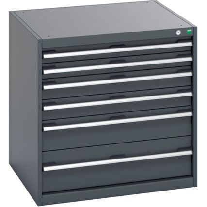 40028087.77V CABINET 6 DRAWERS 75KG UDL PER DRAWER SHELF DARK GREY