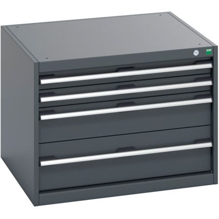 40028091.77V CABINET 4 DRAWERS 75KG UDL PER DRAWER SHELF DARK GREY