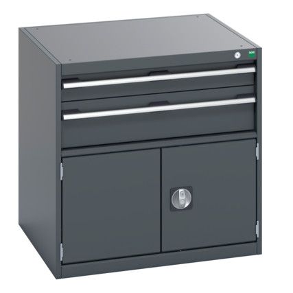 40028097.77V CABINET 2 DRAWERS DOOR 75KG UDL PER DRAWER DARK GREY